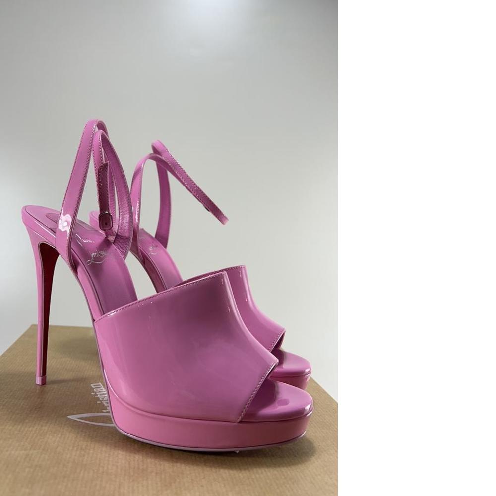 120mm Confettis Pink Platform Miradona Patent Ankle Strap Sandals E561